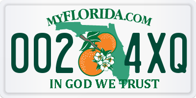 FL license plate 0024XQ