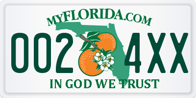 FL license plate 0024XX