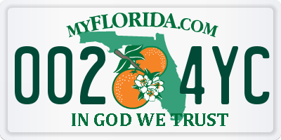 FL license plate 0024YC
