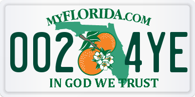 FL license plate 0024YE