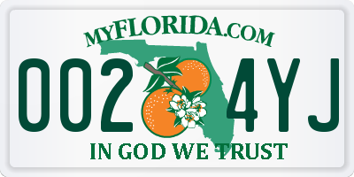 FL license plate 0024YJ