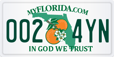 FL license plate 0024YN