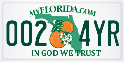 FL license plate 0024YR