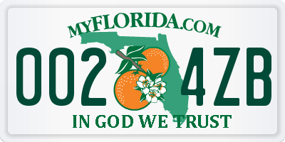 FL license plate 0024ZB