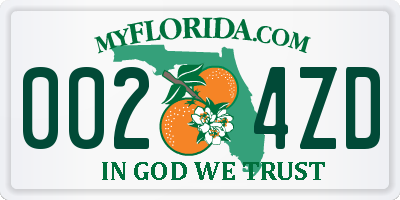 FL license plate 0024ZD