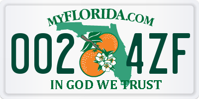 FL license plate 0024ZF