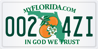 FL license plate 0024ZI