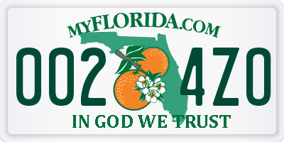 FL license plate 0024ZO