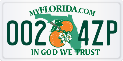 FL license plate 0024ZP