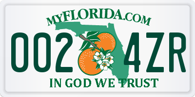 FL license plate 0024ZR