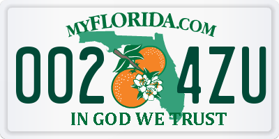 FL license plate 0024ZU