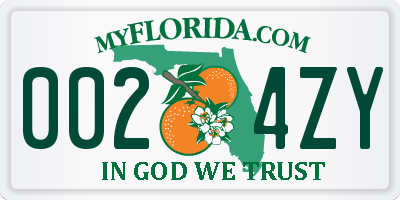 FL license plate 0024ZY