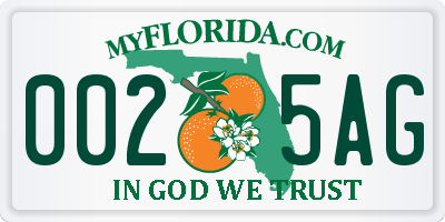 FL license plate 0025AG