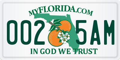 FL license plate 0025AM