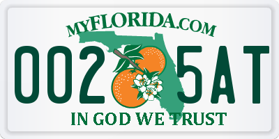 FL license plate 0025AT