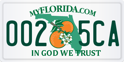 FL license plate 0025CA