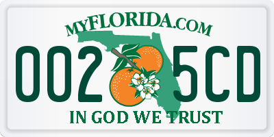 FL license plate 0025CD