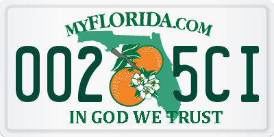 FL license plate 0025CI
