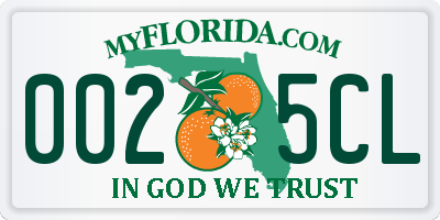 FL license plate 0025CL