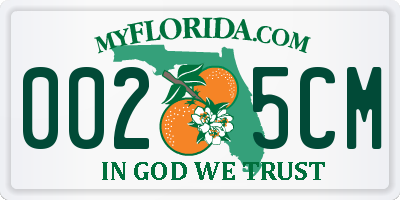 FL license plate 0025CM