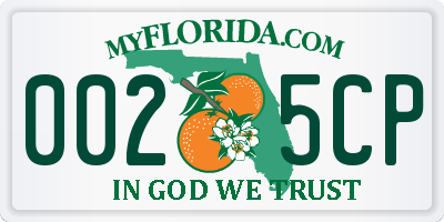 FL license plate 0025CP