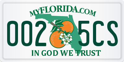 FL license plate 0025CS