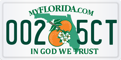 FL license plate 0025CT