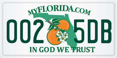 FL license plate 0025DB