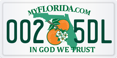 FL license plate 0025DL