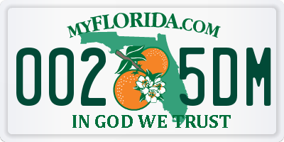 FL license plate 0025DM