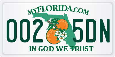 FL license plate 0025DN