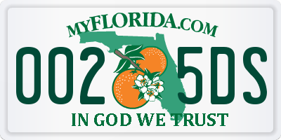 FL license plate 0025DS