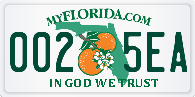 FL license plate 0025EA
