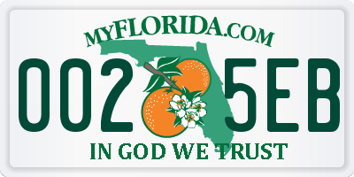 FL license plate 0025EB
