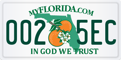 FL license plate 0025EC