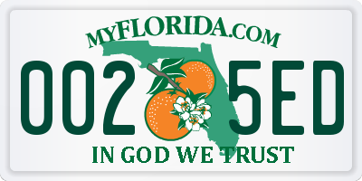 FL license plate 0025ED