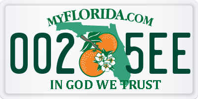 FL license plate 0025EE