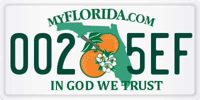 FL license plate 0025EF