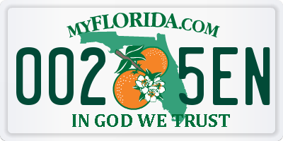 FL license plate 0025EN