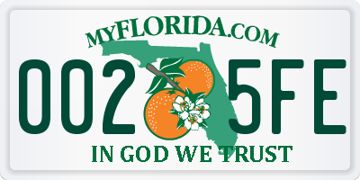 FL license plate 0025FE