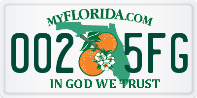 FL license plate 0025FG