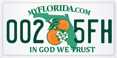 FL license plate 0025FH