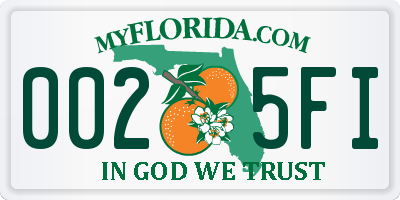FL license plate 0025FI