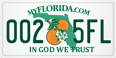 FL license plate 0025FL