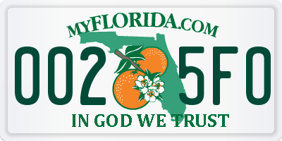 FL license plate 0025FO