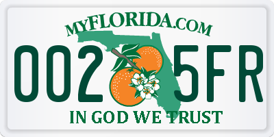 FL license plate 0025FR