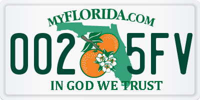 FL license plate 0025FV
