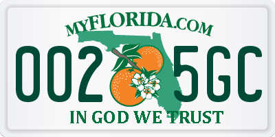 FL license plate 0025GC