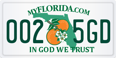 FL license plate 0025GD