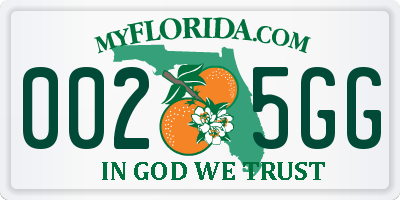 FL license plate 0025GG